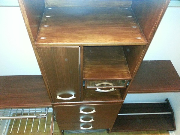 View of all closet elements without top shelves