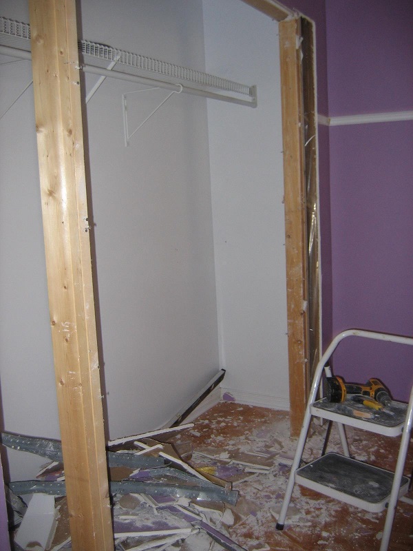 Tear down closet wall