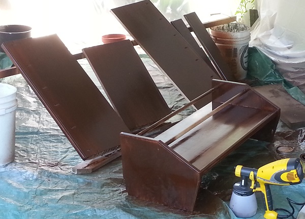 Painting the closet cabinet, shoes rack, shelves, pants hanger